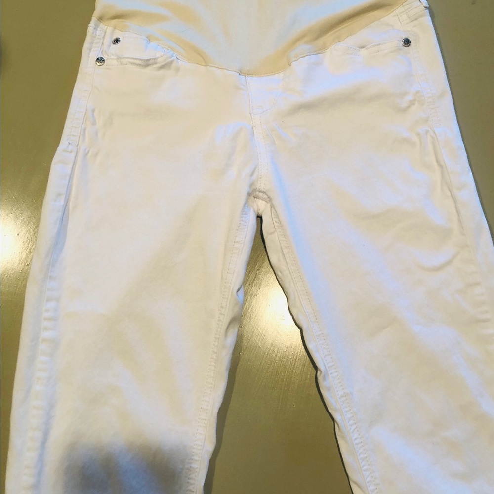 Woman’s Maternity Pants White  Soft Cotton Pants w/Flare Pant legs bottoms .